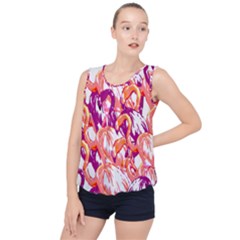 Flamingos Bubble Hem Chiffon Tank Top