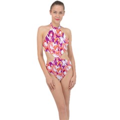 Flamingos Halter Side Cut Swimsuit by StarvingArtisan