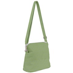 Green Gingham Zipper Messenger Bag