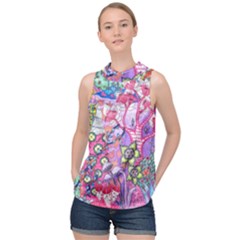 Trippy Forest Full Version High Neck Satin Top by okhismakingart