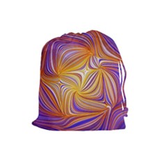 Electric Field Art Lii Drawstring Pouch (large) by okhismakingart