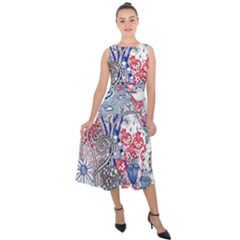 Floral Jungle  Midi Tie-back Chiffon Dress by okhismakingart