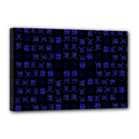 Neon Oriental Characters Print Pattern Canvas 18  X 12  (stretched) by dflcprintsclothing