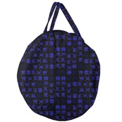 Neon Oriental Characters Print Pattern Giant Round Zipper Tote by dflcprintsclothing