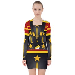 Iran Special Forces Insignia V-neck Bodycon Long Sleeve Dress by abbeyz71