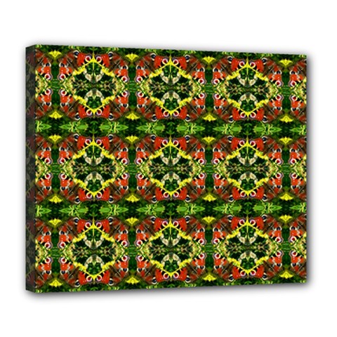 Pattern Red Green Yellow Black Deluxe Canvas 24  X 20  (stretched)