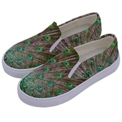 Peacock Color Bird Colorful Kids  Canvas Slip Ons by Pakrebo