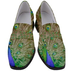 Peacock Color Bird Colorful Women s Chunky Heel Loafers