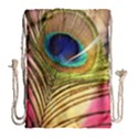 Peacock Feather Colorful Peacock Drawstring Bag (Large) View1