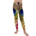 Peacock Feather Colorful Peacock Kids  Lightweight Velour Leggings View1