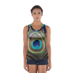 Peacock Feather Close Up Macro Sport Tank Top  by Pakrebo