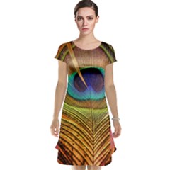 Peacock Feather Bird Colorful Cap Sleeve Nightdress by Pakrebo