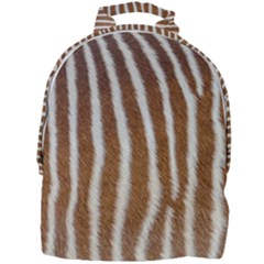 Skin Zebra Striped White Brown Mini Full Print Backpack by Pakrebo