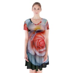 Favorite Rose  Short Sleeve V-neck Flare Dress by okhismakingart