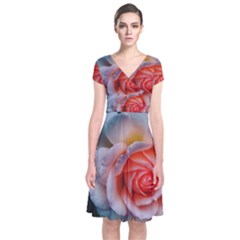 Favorite Rose  Short Sleeve Front Wrap Dress