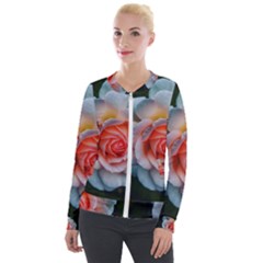 Favorite Rose  Velour Zip Up Jacket by okhismakingart