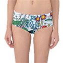 Moon and Flowers Abstract Mid-Waist Bikini Bottoms View1