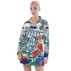 Moon And Flowers Abstract Women s Hoodie Dress by okhismakingart