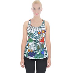 Moon And Flowers Abstract Piece Up Tank Top by okhismakingart