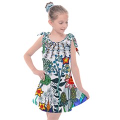 Moon And Flowers Abstract Kids  Tie Up Tunic Dress