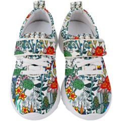 Moon And Flowers Abstract Kids  Velcro Strap Shoes by okhismakingart