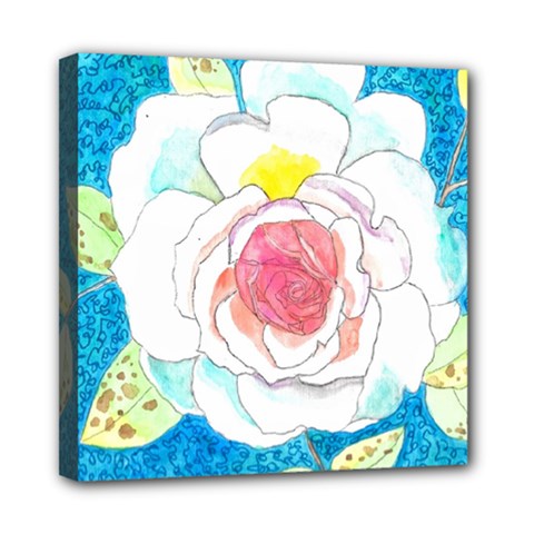 Favorite Rose Watercolor   Mini Canvas 8  X 8  (stretched) by okhismakingart