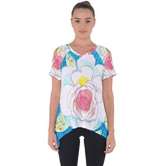 Favorite Rose Watercolor   Cut Out Side Drop Tee by okhismakingart