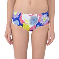 London Flora  Mid-waist Bikini Bottoms by okhismakingart