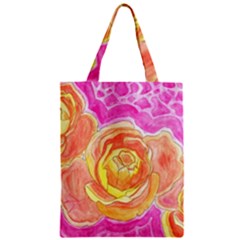 Orange Roses Watercolor Zipper Classic Tote Bag by okhismakingart