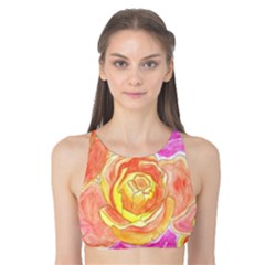 Orange Roses Watercolor Tank Bikini Top by okhismakingart