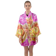 Orange Roses Watercolor Long Sleeve Kimono Robe by okhismakingart