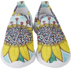 Bees At Work In Blue  Kids  Slip On Sneakers by okhismakingart