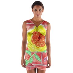 Reid Hall Rose Watercolor Wrap Front Bodycon Dress by okhismakingart