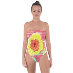 Reid Hall Rose Watercolor Tie Back One Piece Swimsuit by okhismakingart