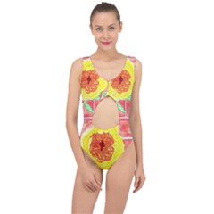 Reid Hall Rose Watercolor Center Cut Out Swimsuit by okhismakingart