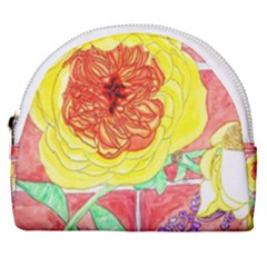 Reid Hall Rose Watercolor Horseshoe Style Canvas Pouch by okhismakingart