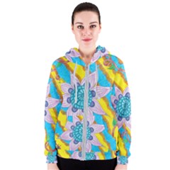 Tie-dye Flower And Butterflies Women s Zipper Hoodie by okhismakingart