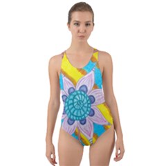 Tie-dye Flower And Butterflies Cut-out Back One Piece Swimsuit by okhismakingart