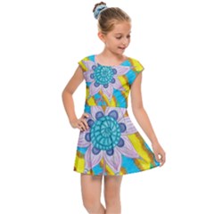 Tie-dye Flower And Butterflies Kids  Cap Sleeve Dress by okhismakingart