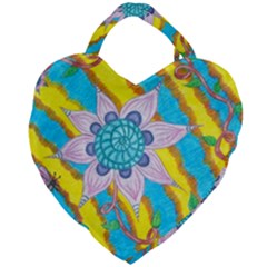 Tie-dye Flower And Butterflies Giant Heart Shaped Tote by okhismakingart