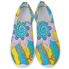 Tie-dye Flower And Butterflies Men s Slip On Sneakers