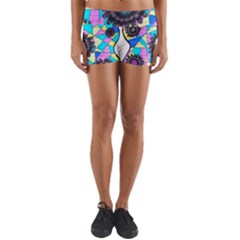 Neon Geometric Flowers  Yoga Shorts by okhismakingart