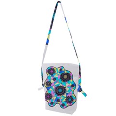 Neon Geometric Flowers  Folding Shoulder Bag by okhismakingart