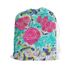 Roses And Movie Theater Carpet Drawstring Pouch (xxl) by okhismakingart