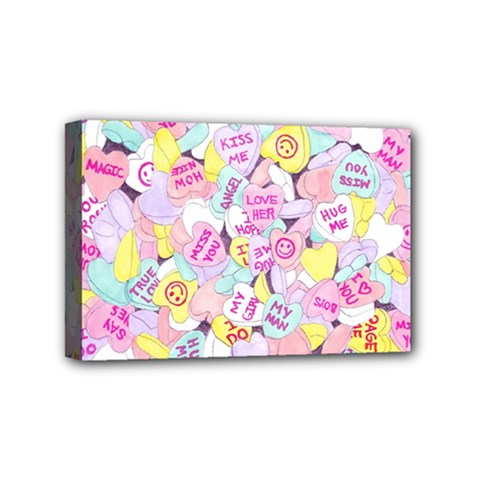 Candy Hearts (sweet Hearts-inspired) Mini Canvas 6  X 4  (stretched) by okhismakingart