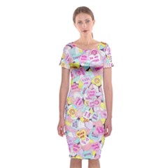 Candy Hearts (sweet Hearts-inspired) Classic Short Sleeve Midi Dress by okhismakingart