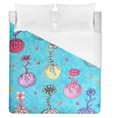 Flower Orbs  Duvet Cover (queen Size) by okhismakingart