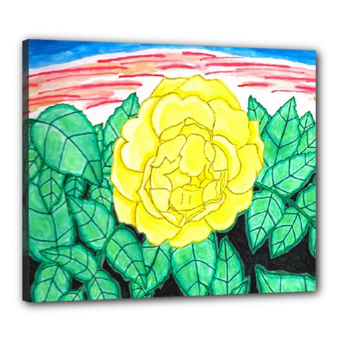 Sunset Rose Watercolor Canvas 24  X 20  (stretched) by okhismakingart