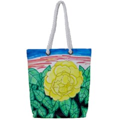 Sunset Rose Watercolor Full Print Rope Handle Tote (small) by okhismakingart