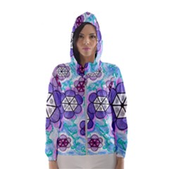 Hexagonal Flowers Women s Hooded Windbreaker by okhismakingart